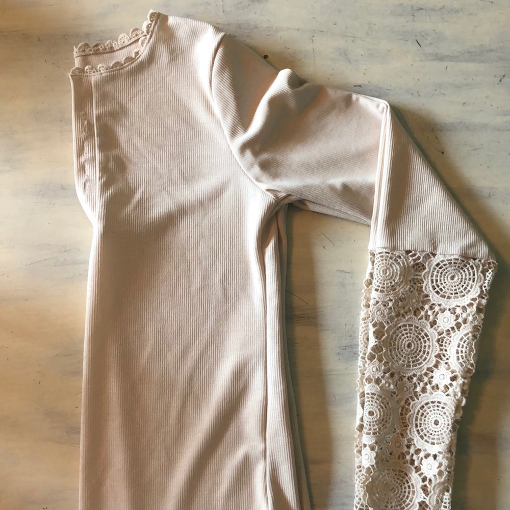 Cream long sleeve shirt